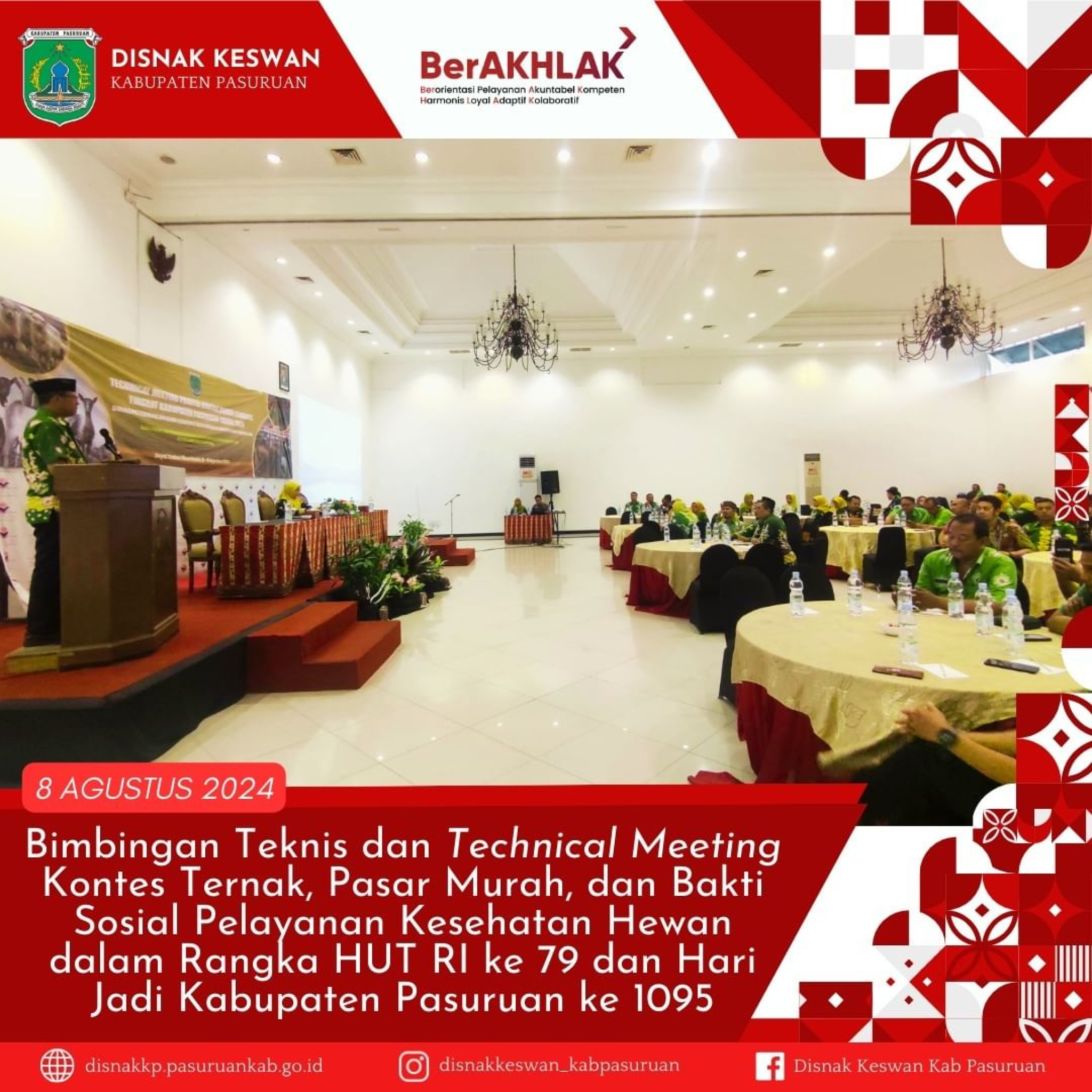 Bimbingan Teknis dan technical meeting kontes ternak, pasar murah, dan bakti sosial pelayanan kesehatan hewan dalam rangka HUT RI ke 79 dan Hari Jadi Kabupaten Pasuruan ke 1095